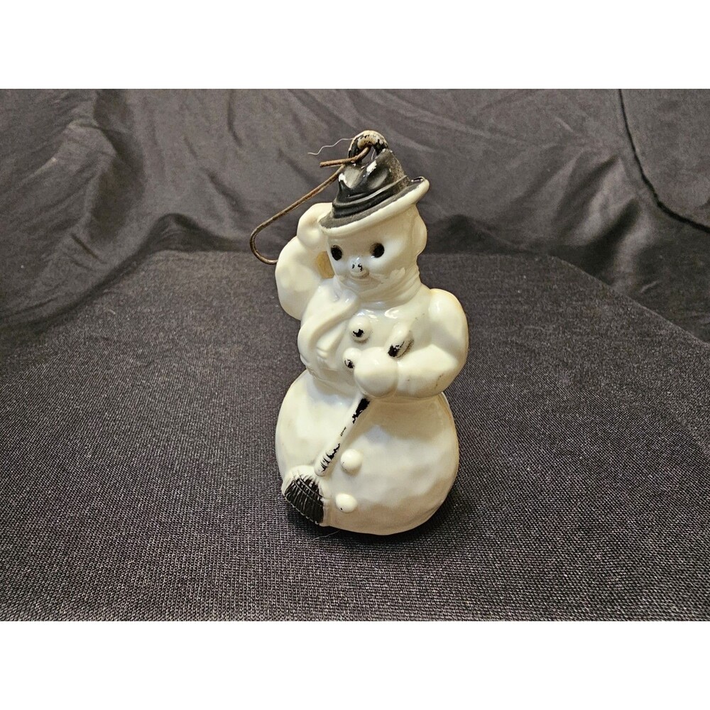 Vintage 1940 - 1950s Rosen Rosbro Plastic Snowman with Black Trim Ornament #3